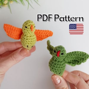Crochet birds pattern, amigurumi bird pattern, crochet keychain pattern