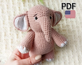 Elephant crochet pattern, amigurumi baby elephant pattern