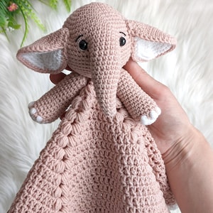 Crochet elephant lovey pattern, crochet baby security blanket, elephant baby lovey pattern image 9