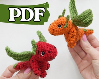 Patrón de dragón de ganchillo, patrón de crochet de dragón bebé amigurumi