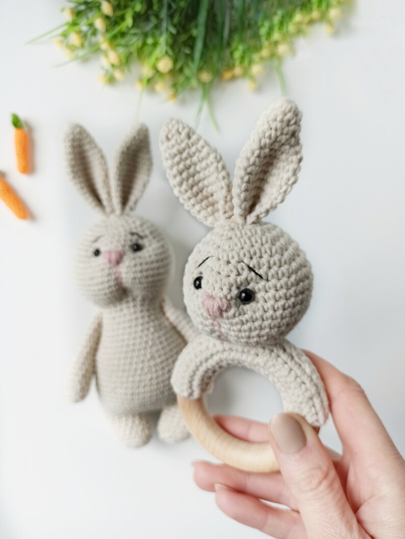 Crochet baby rattle pattern, bunny amigurumi pattern image 8