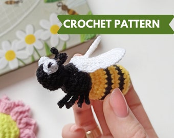 Mini crochet bee amigurumi pattern, easy crochet pattern