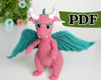 Dragon crochet pattern, amigurumi dragon toy pattern