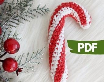 Candy cane crochet Christmas ornament pattern