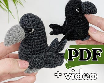 Patrón de amigurumi de cuervo a crochet, patrón de pájaro a crochet