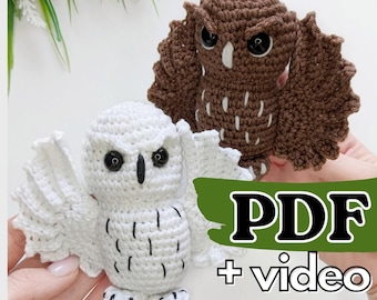Modello gufo all'uncinetto, modello uccello amigurumi, peluche all'uncinetto
