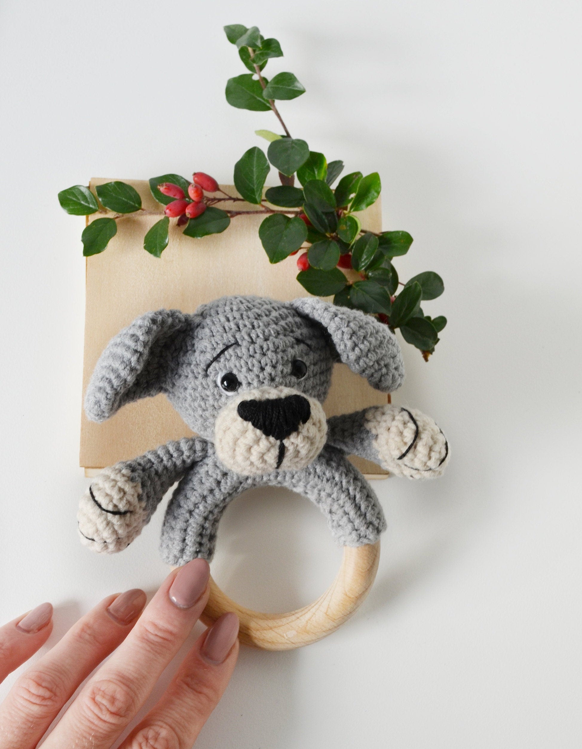 Crochet Dog Rattle Amigurumi Pattern, Baby Rattle With Teether Ring Toy ...