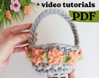 Crochet basket pattern, Easter basket beginner crochet pattern