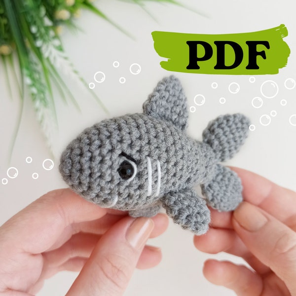 Baby shark crochet pattern, easy crochet small amigurumi sea animal