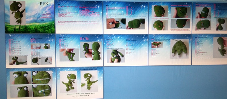 Crochet T-Rex Handmade green T-Rex Crochet PDF dinosaur pattern Amigurumu Dino Pettern