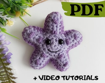 Zeester haakpatroon, amigurumi zeester NO SEW gehaakt sleutelhangerpatroon voor beginners