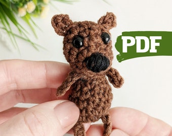Crochet bear pattern, tiny amigurumi bear, minimum sew crochet pattern