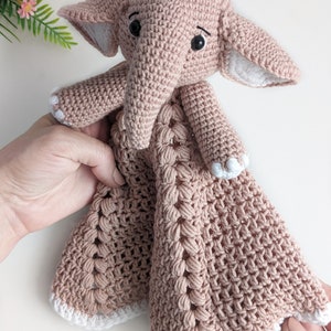 Crochet elephant lovey pattern, crochet baby security blanket, elephant baby lovey pattern image 5