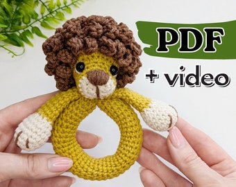Crochet Lion Rattle Pattern, Amigurumi Safari Animal (PDF Pattern)