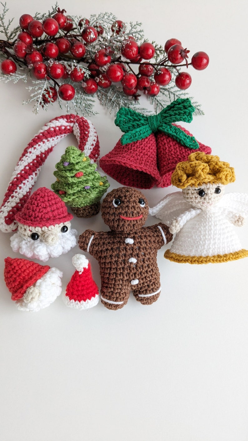 Easy Crochet Christmas Ornaments, set of 8 crochet patterns image 2