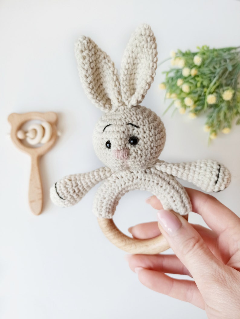 Crochet baby rattle pattern, bunny amigurumi pattern image 5
