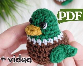 Crochet duck pattern, amigurumi mallard duck easy crochet pattern