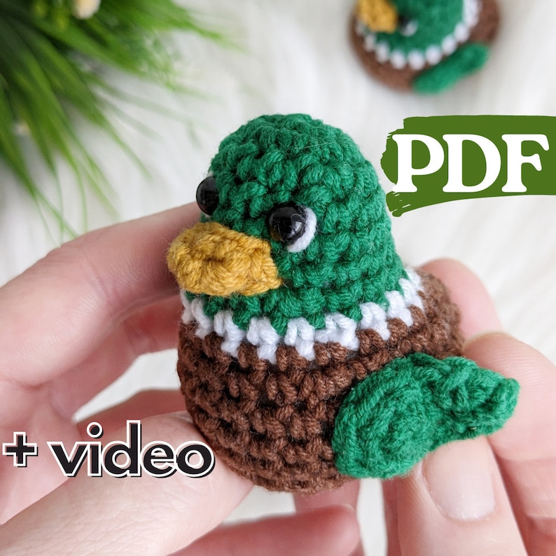 Crochet duck pattern, amigurumi mallard duck easy crochet pattern image 1