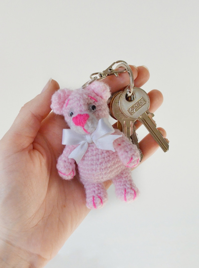 Bear keychain stuffed bear figurine cute plush keychain | Etsy