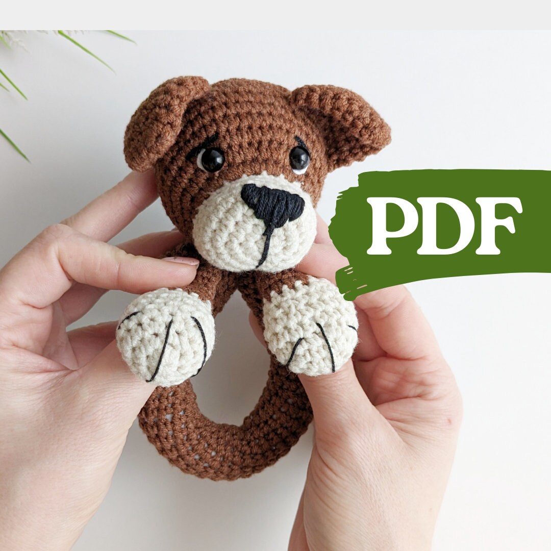 Crochet Dog Pattern, Baby Rattle Dog Amigurumi Pattern, Crochet Baby ...