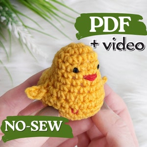 Crochet chick pattern, amigurumi chicken NO-SEW easy crochet pattern