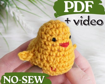 Crochet chick pattern, amigurumi chicken NO-SEW easy crochet pattern