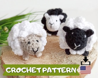 Crochet sheep pattern, mini crochet farm animals, lamb stuffed animal amigurumi pattern