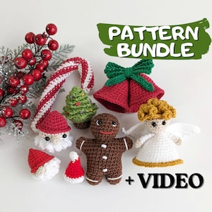 Easy Crochet Christmas Ornaments, set of 8 crochet patterns image 1