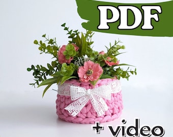 Crochet basket 2 in 1 pattern, beginner crochet basket pattern