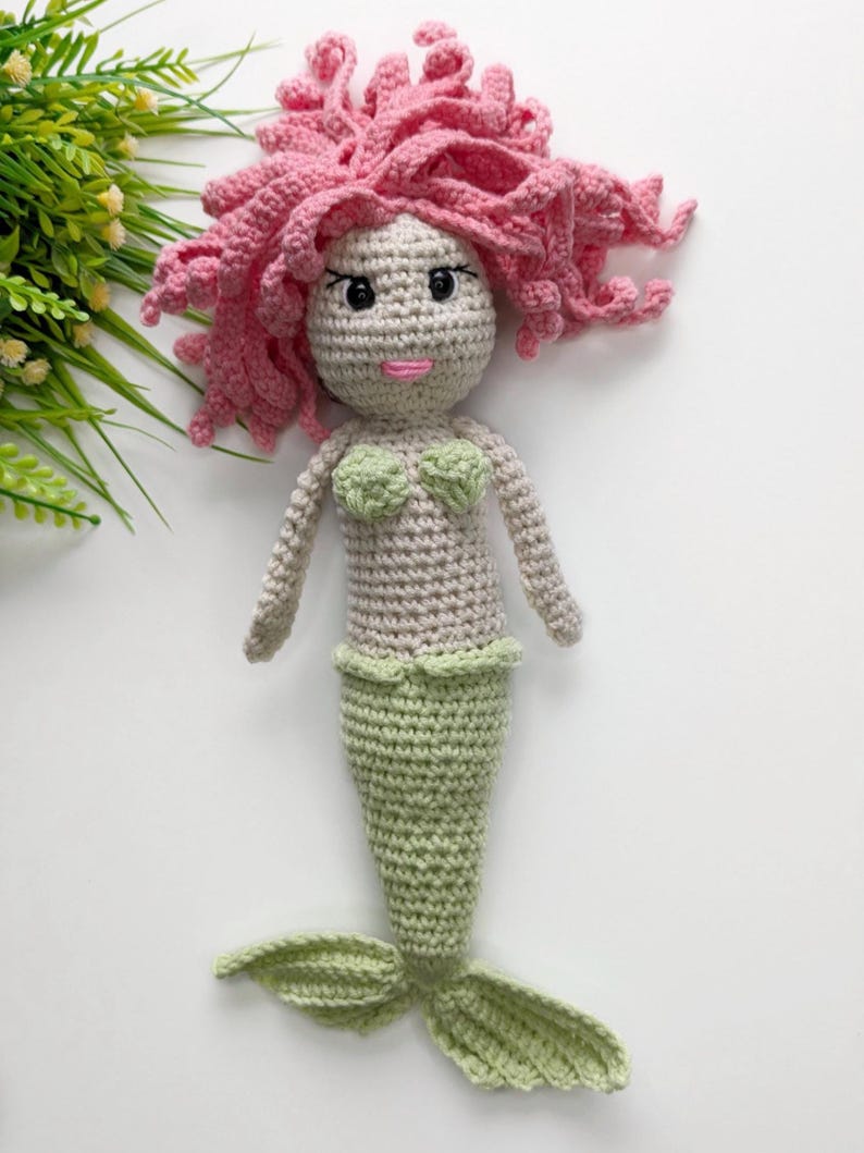 Mermaid doll crochet pattern, handmade doll amigurumi pattern image 10