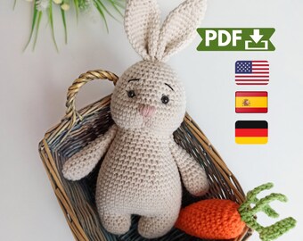 Crochet bunny toy amigurumi pattern, rabbit plush toy PDF pattern