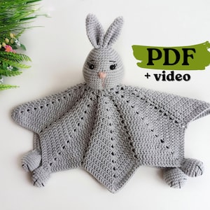Crochet bunny baby lovey pattern, crochet blanket pattern