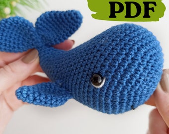 Patrón de ballena a crochet, patrón de ballena amigurumi de peluche fácil de crochet