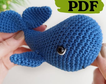 Whale crochet pattern, easy crochet stuffed whale amigurumi pattern