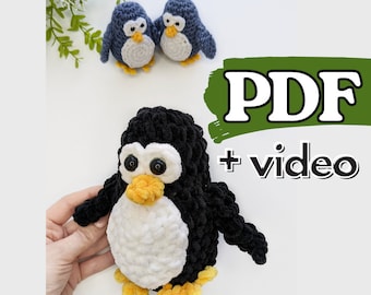 Patrón pingüino a crochet, animal amigurumi a crochet fácil, patrón de peluche a crochet