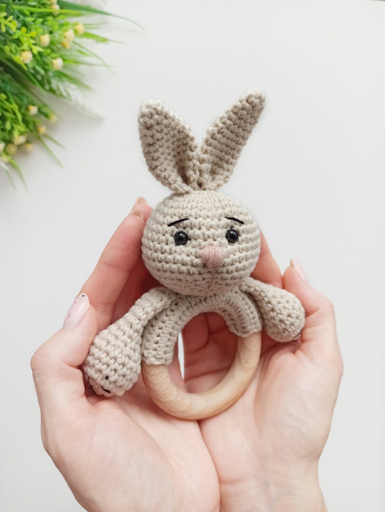 Crochet baby rattle pattern, bunny amigurumi pattern image 6