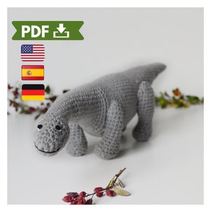 Crochet dinosaur pattern pdf, amigurumi diplodocus toy pattern