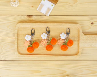 orange crochet doll  key ring key chain bag charm  / fruit amigurumi  /Gifts for girl/ handmade gift/bag accessory