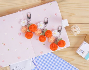 Crochet Orange Keychain: Handmade Fruit Amigurumi Bag Charm