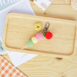 Crochet Mochi Dango Keychain: Handmade Dessert Bag Charm