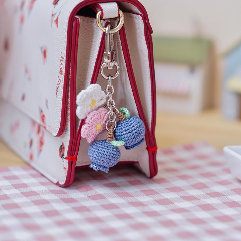 Crochet Blueberry Keychain: Handmade Amigurumi Bag Charm image 8
