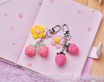 Strawberry Crochet Keychain: Handmade Amigurumi Bag Charm