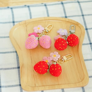 Strawberry Crochet Keychain: Handmade Amigurumi Bag Charm
