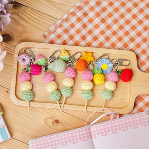Crochet Mochi Dango Keychain: Handmade Dessert Bag Charm