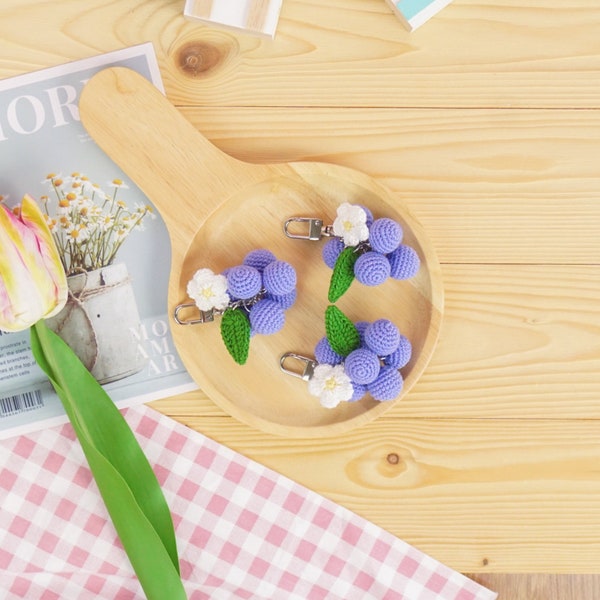 grape crochet   key ring key chain bag charm  / fruit amigurumi  /Gifts for girl/ handmade gift/bag accessory