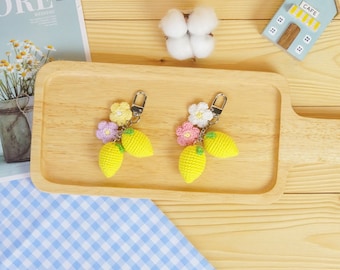 lemon crochet doll  key ring key chain bag charm  / fruit amigurumi  /Gifts for girl/ handmade gift/bag accessory