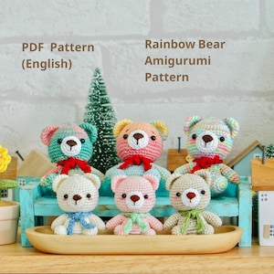 Amigurumi/haakpatroon regenboogbeer (pdf) in het Engels - Make Cute Keychains & Bag Charms