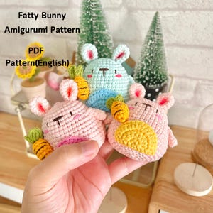 Fatty bunny Amigurumi/Crochet Pattern PDF in English - Make Cute Keychains & Bag Charms
