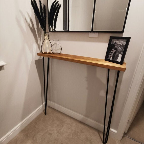 Rustic Console Table With Hairpin Legs 22cm Deep 3 5cm Rustic Console Table With Hairpin Legs, How To Make A Hairpin Leg Console Table