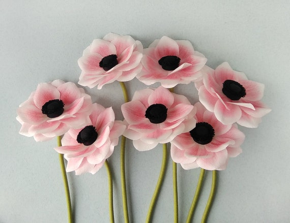 White Anemone Bouquet Artificial Anemones Fake Anemones Etsy